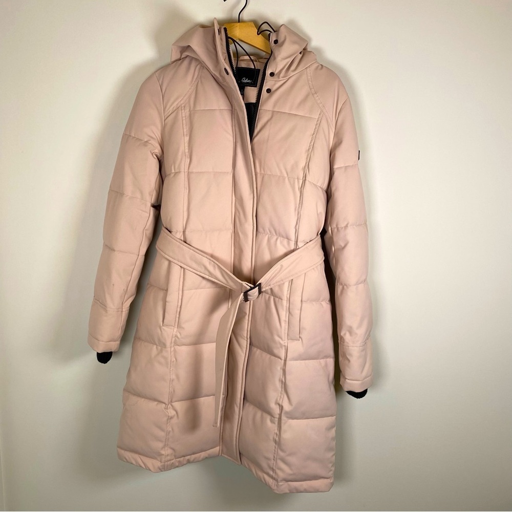 Sam Edelman Longline Belted Winter Puffer‎ Jacket Coat Blush Pink Size Small NWT